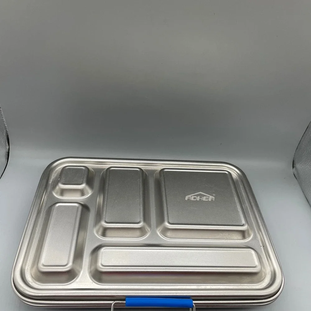 Aohea Stainless Steel Bento Box 5 Compartment Metal Lunch Box Blue lanch